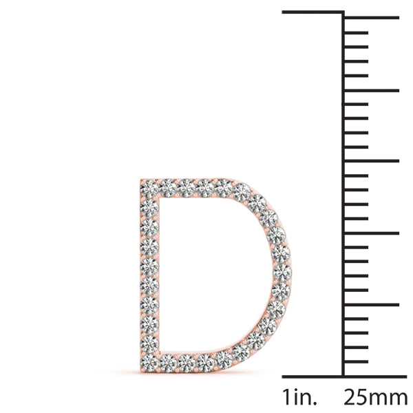 14K Gold Diamond Initial D Necklace Pendant with 0.17 Ct Lab Grown Diamond
