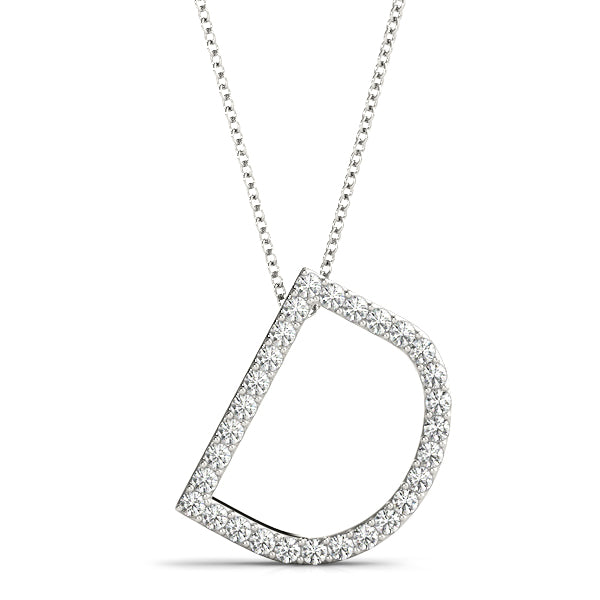 14K Gold Diamond Initial D Necklace Pendant with 0.17 Ct Lab Grown Diamond