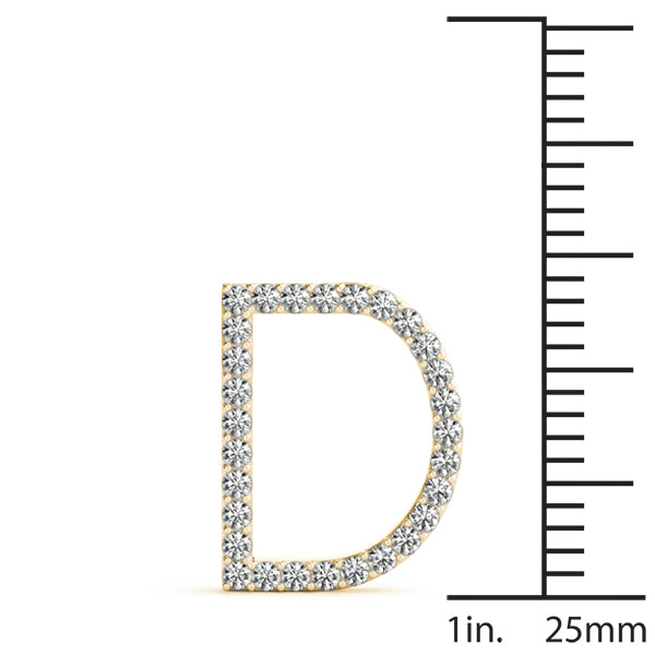 14K Gold Diamond Initial D Necklace Pendant with 0.17 Ct Lab Grown Diamond