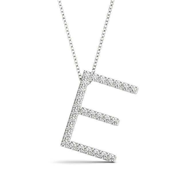 14K Gold Diamond Initial E Necklace Pendant with 0.16 Ct Lab Grown Diamonds