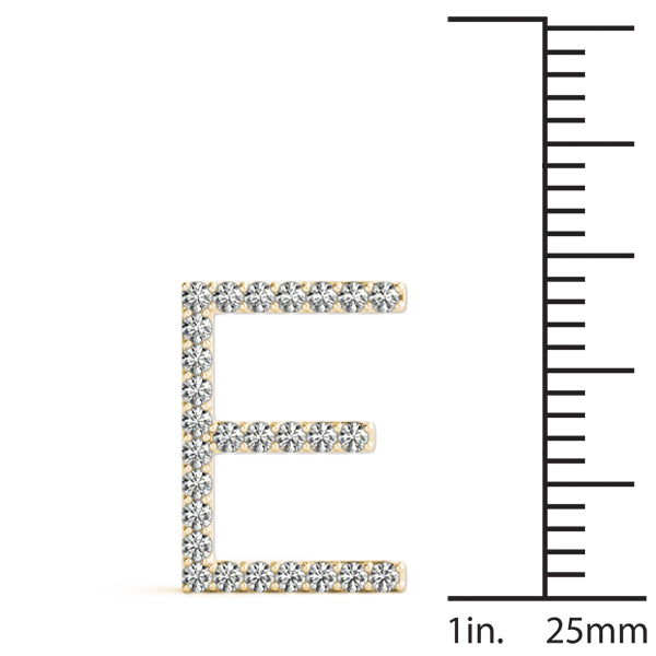 14K Gold Diamond Initial E Necklace Pendant with 0.16 Ct Lab Grown Diamonds