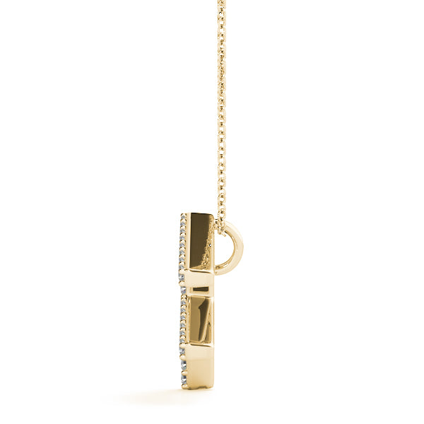 14K Gold Diamond Initial F Necklace Pendant with 0.14 Ct Lab Grown Diamonds