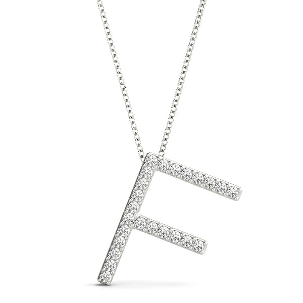 14K Gold Diamond Initial F Necklace Pendant with 0.14 Ct Lab Grown Diamonds