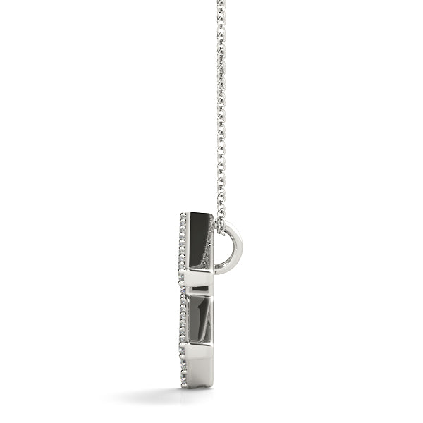 14K Gold Diamond Initial F Necklace Pendant with 0.14 Ct Lab Grown Diamonds