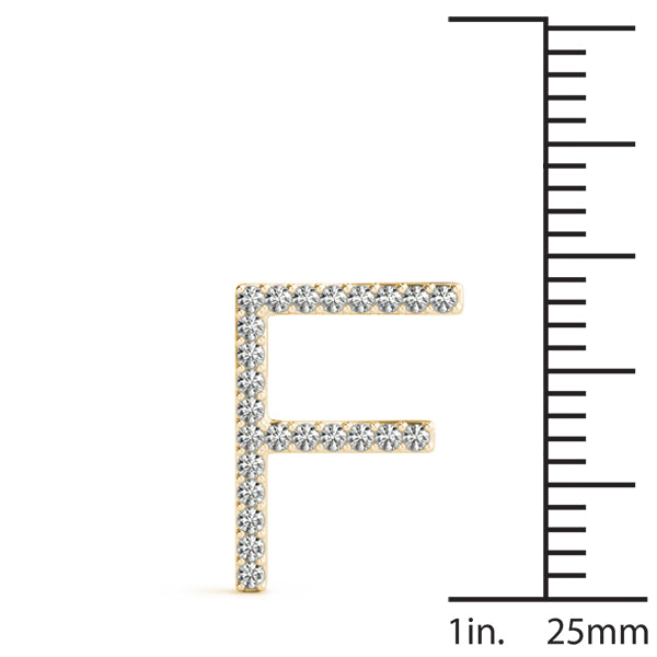 14K Gold Diamond Initial F Necklace Pendant with 0.14 Ct Lab Grown Diamonds