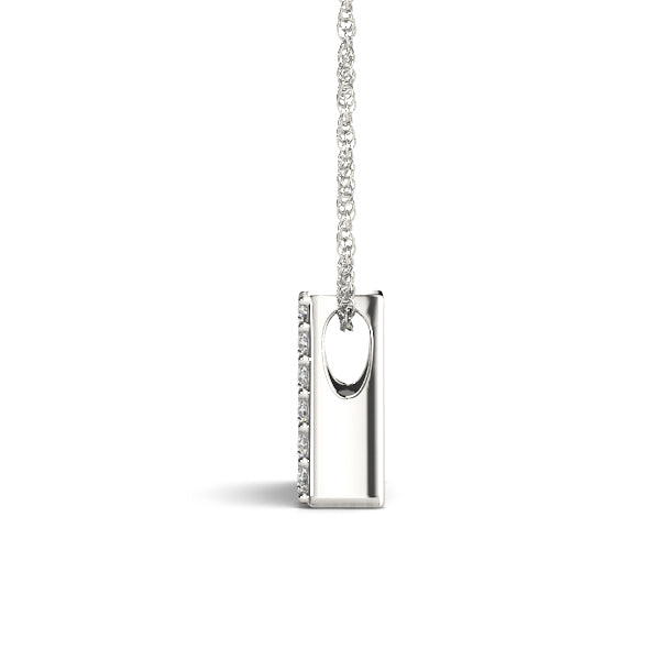 0.07 Ct 14K White Gold Diamond Letter A Pendant Necklace With 925 Sterling Silver Chain