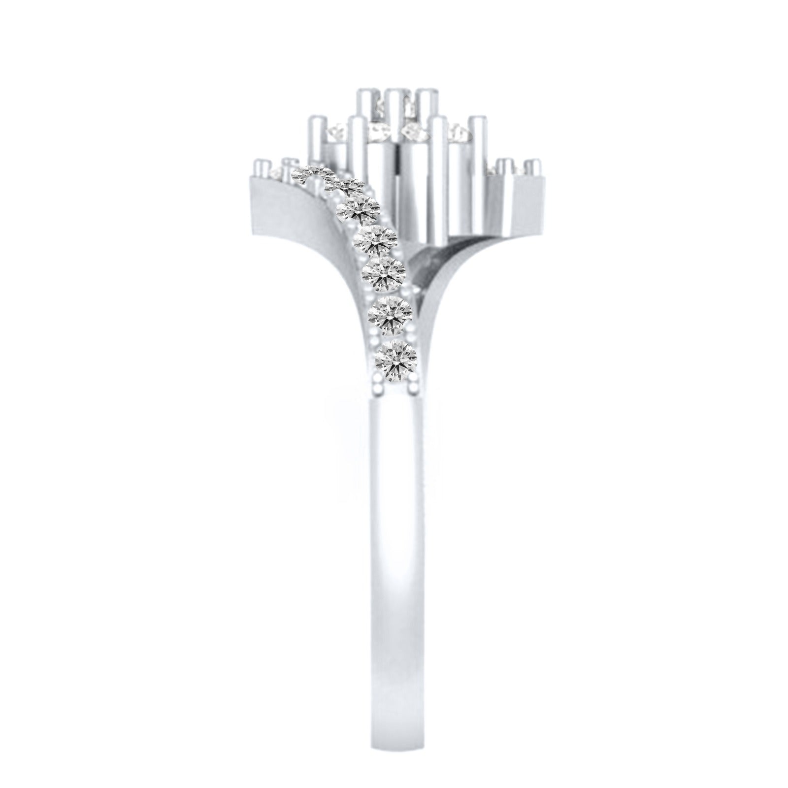 1/2 Carat Natural Diamond Wedding Engagement Ring in 18K Solid White Gold