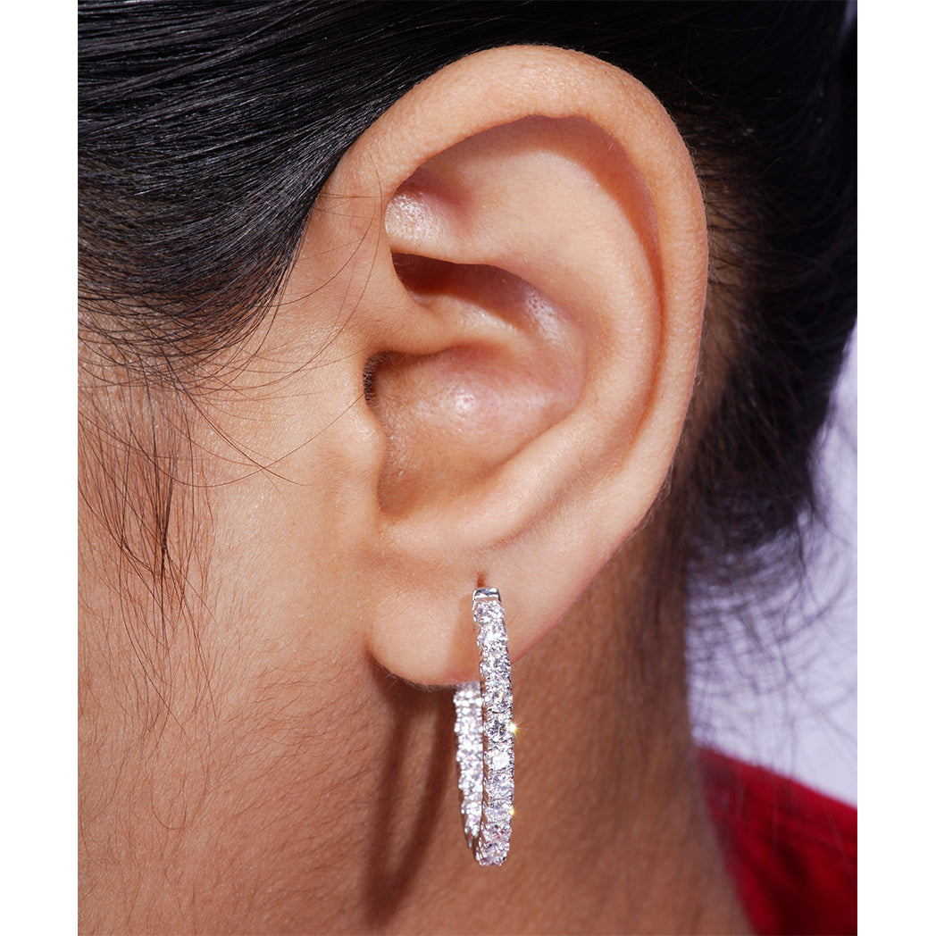 2.00 CT Lab Grown Diamond Huggie Hoop Earrings in 14K Gold