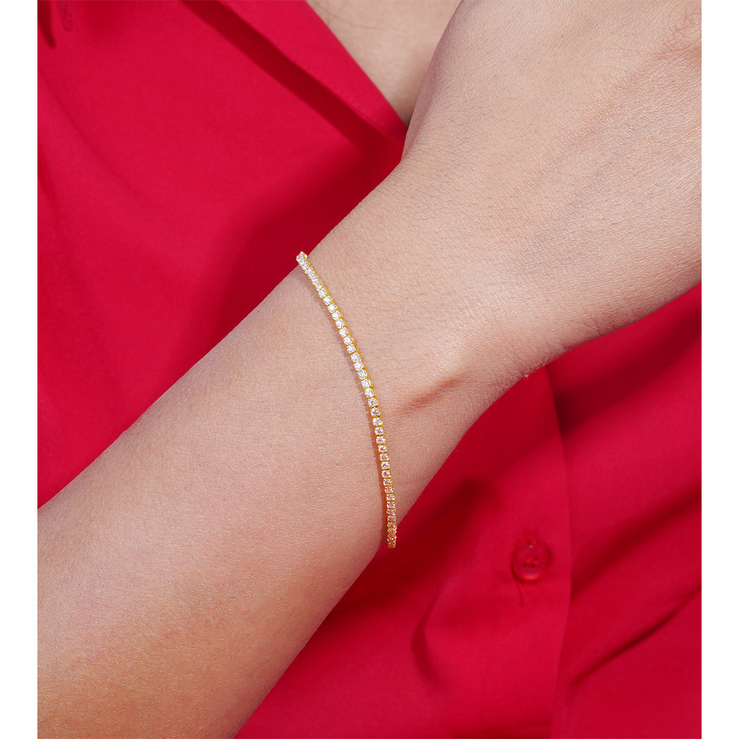 2.00 CT Lab Grown Diamond Tiger Prong Tennis Bracelet in 14K Yellow Gold