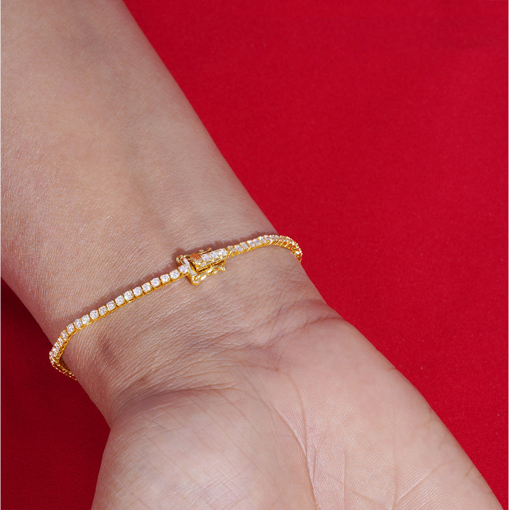 2.00 CT Lab Grown Diamond Tiger Prong Tennis Bracelet in 14K Yellow Gold