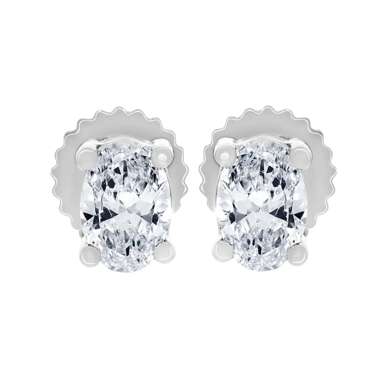 2.00 CT Oval Diamond Stud Earrings in 14K Yellow or White Gold