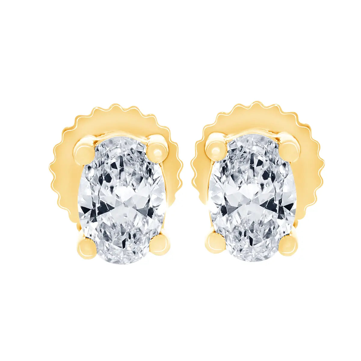2.00 CT Oval Diamond Stud Earrings in 14K Yellow or White Gold