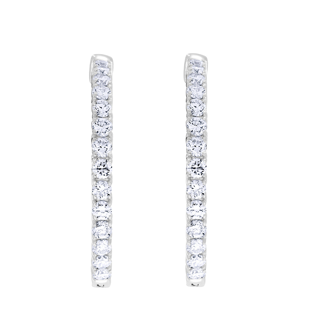 2 CT Lab Grown Diamond Inside-Outside Hoop Earrings in 14K Gold