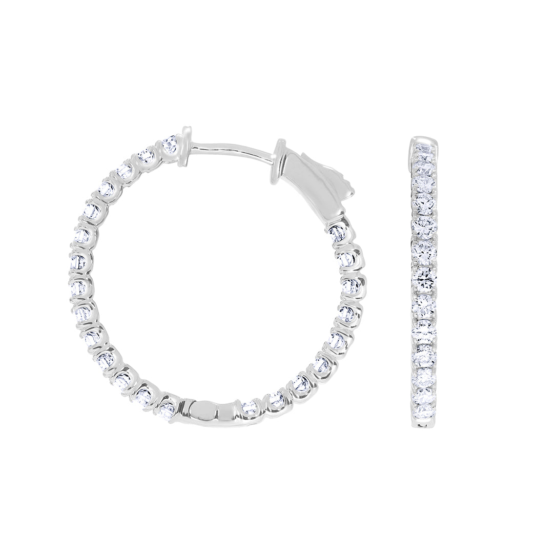 2 CT Lab Grown Diamond Inside-Outside Hoop Earrings in 14K Gold