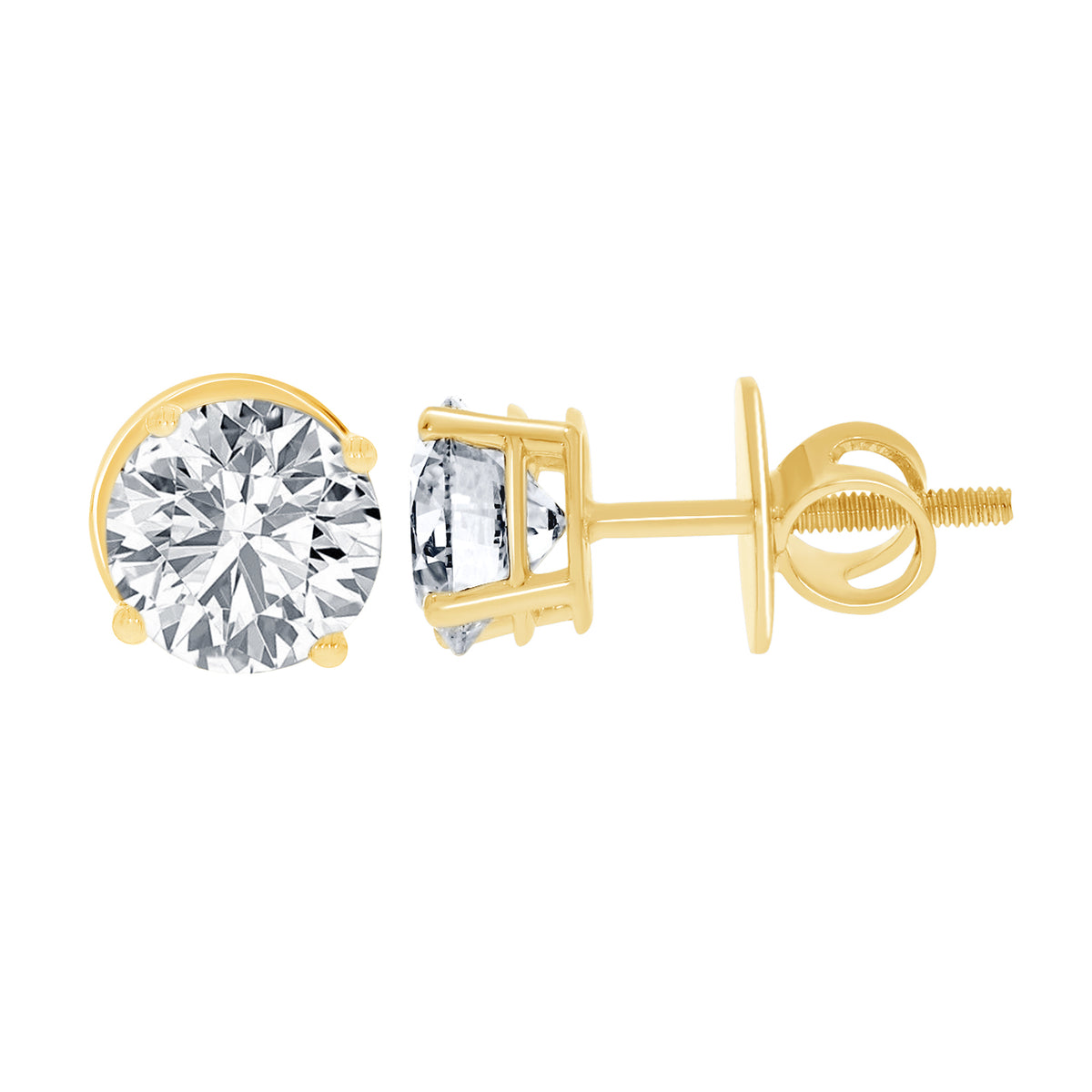 3.09 Ct Round Diamond Stud Earrings in 14K Gold