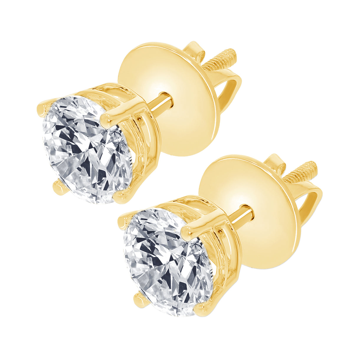 3.09 Ct Round Diamond Stud Earrings in 14K Gold