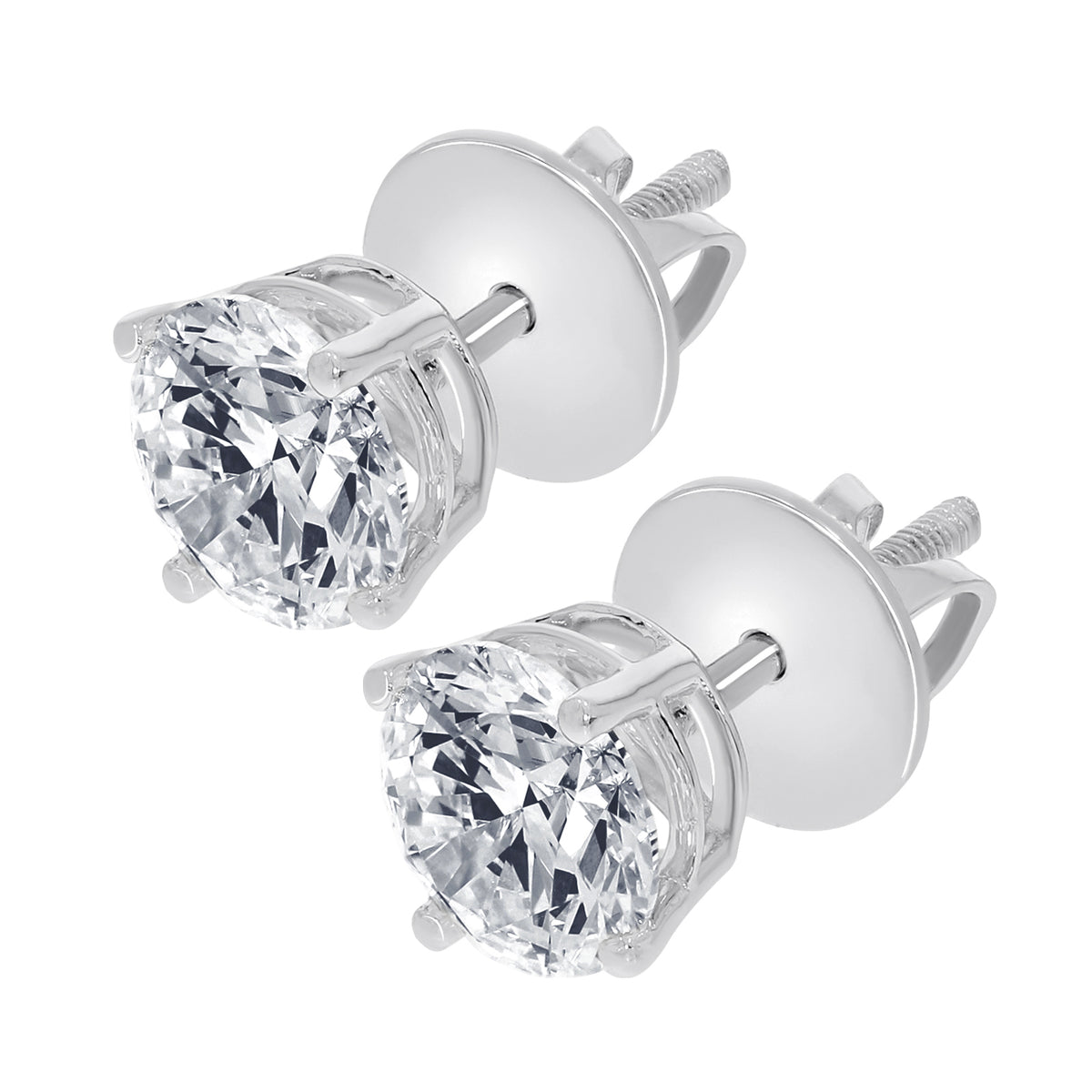 3.09 Ct Round Diamond Stud Earrings in 14K Gold