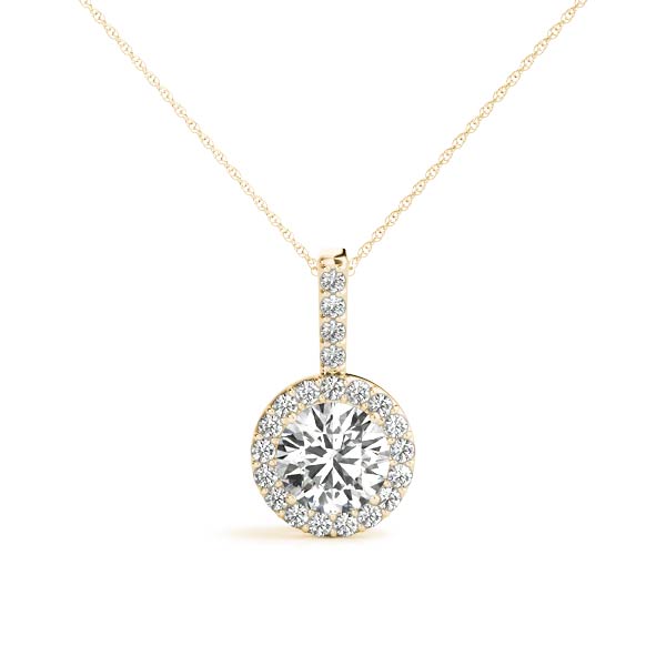 1/4 Carat FG/VVS1 Halo Diamond Pendant Necklace with 18" Box Chain In 14K Gold