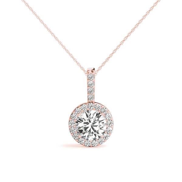 1/4 Carat FG/VVS1 Halo Diamond Pendant Necklace with 18" Box Chain In 14K Gold