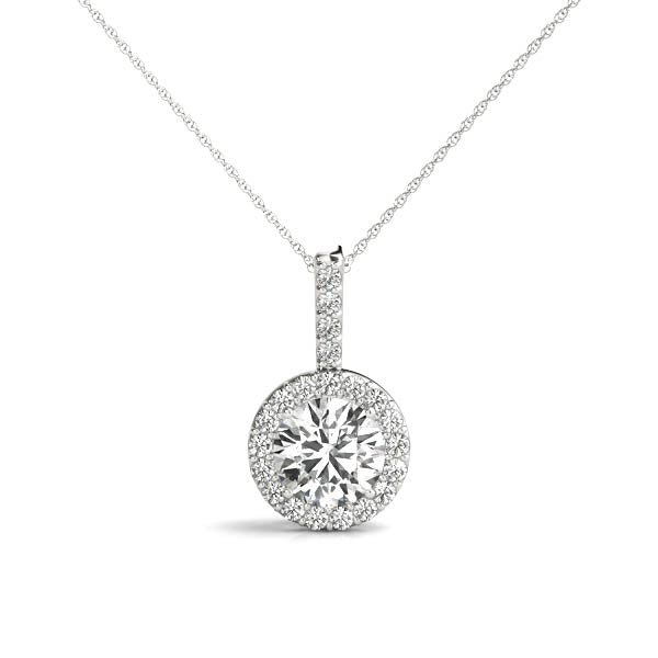 1/4 Carat FG/VVS1 Halo Diamond Pendant Necklace with 18" Box Chain In 14K Gold