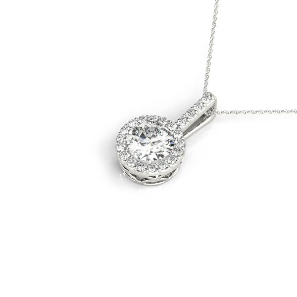 1/4 Carat FG/VVS1 Halo Diamond Pendant Necklace with 18" Box Chain In 14K Gold