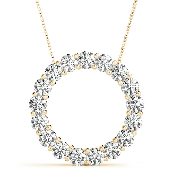 2.00Ct Brilliant Diamond Circle Pendant in 14K Gold With Box Chain