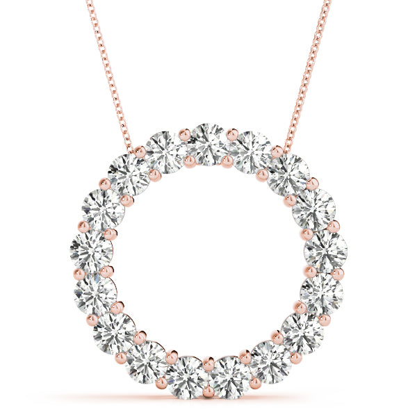 2.00Ct Brilliant Diamond Circle Pendant in 14K Gold With Box Chain