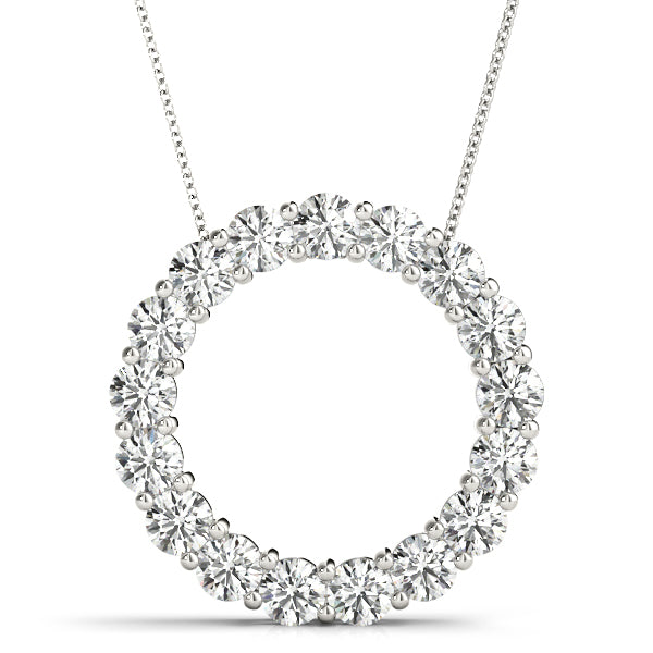 2.00Ct Brilliant Diamond Circle Pendant in 14K Gold With Box Chain