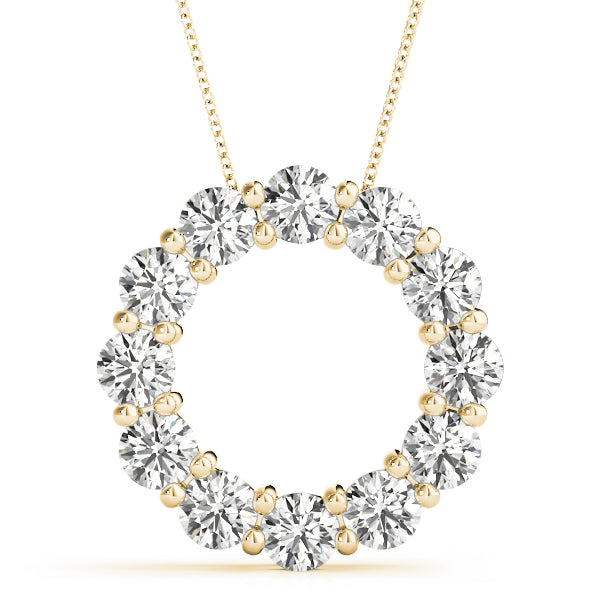 4.00Ct Brilliant Cut Lab Grown Diamond Circle Pendant in 14K Solid Gold, FG/VVS1, 16 Diamonds, 18" Box Chain