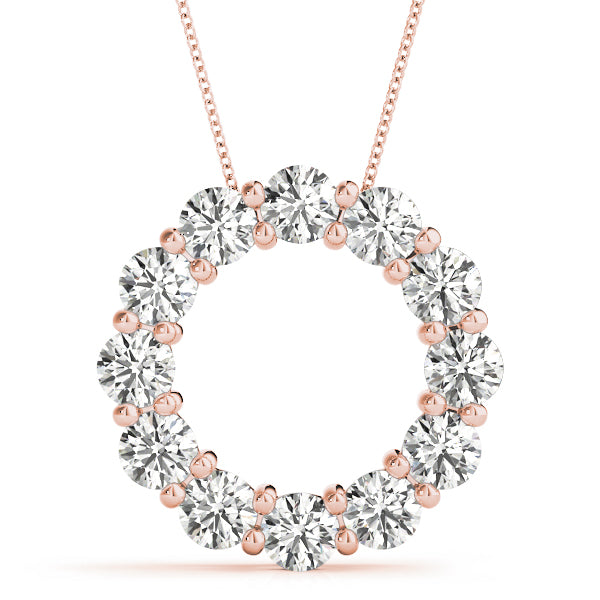 4.00Ct Brilliant Cut Lab Grown Diamond Circle Pendant in 14K Solid Gold, FG/VVS1, 16 Diamonds, 18" Box Chain