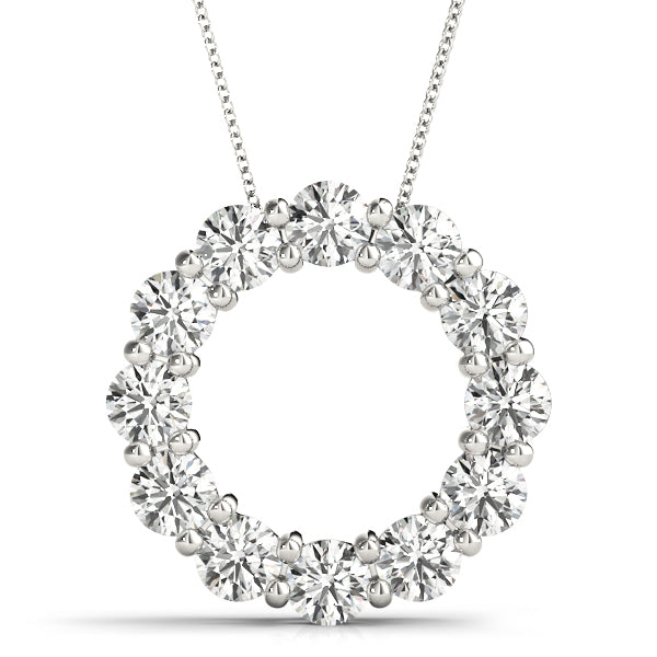 4.00Ct Brilliant Cut Lab Grown Diamond Circle Pendant in 14K Solid Gold, FG/VVS1, 16 Diamonds, 18" Box Chain