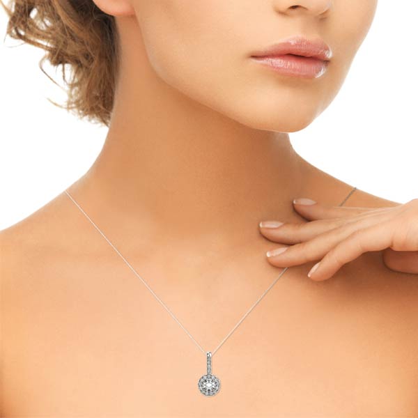 1/4 Ct Halo Diamond 10K Rose/ White & Yellow Gold FG/VVS1 Diamond Pendant With 18" Box Chain