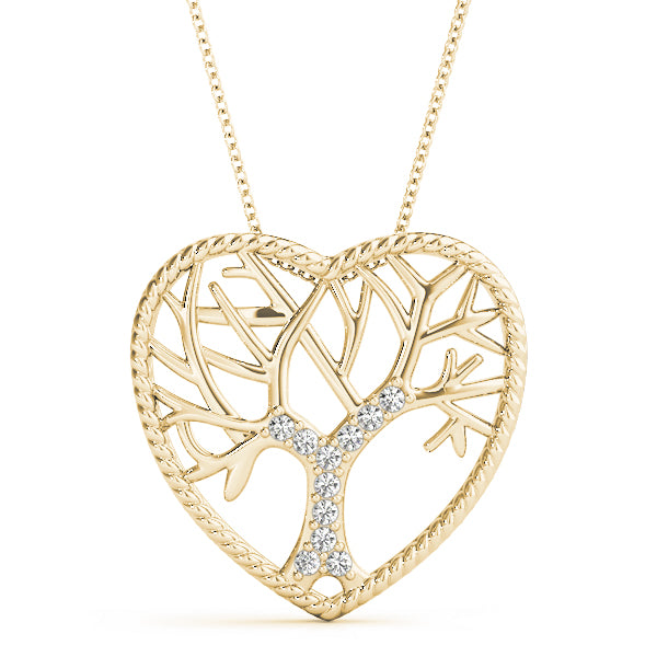 0.05 Carat Diamond Heart Shape Necklace Pendant In 14K White / Yellow & Rose Gold With Box Chain