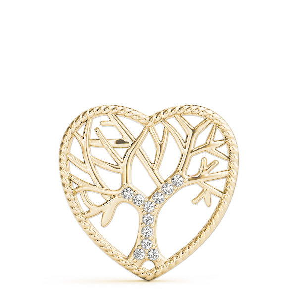 0.05 Carat Diamond Heart Shape Necklace Pendant In 14K White / Yellow & Rose Gold With Box Chain