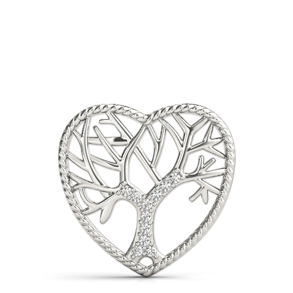 0.05 Carat Diamond Heart Shape Necklace Pendant In 14K White / Yellow & Rose Gold With Box Chain