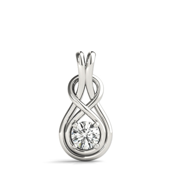 1/10 CT FG/VVS1 Round Diamond LOVE KNOT Pendant Necklace In 10K Gold With Box Chain