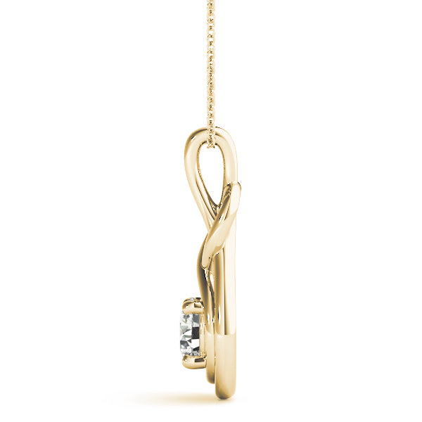 1/10 CT FG/VVS1 Round Diamond LOVE KNOT Pendant Necklace In 10K Gold With Box Chain