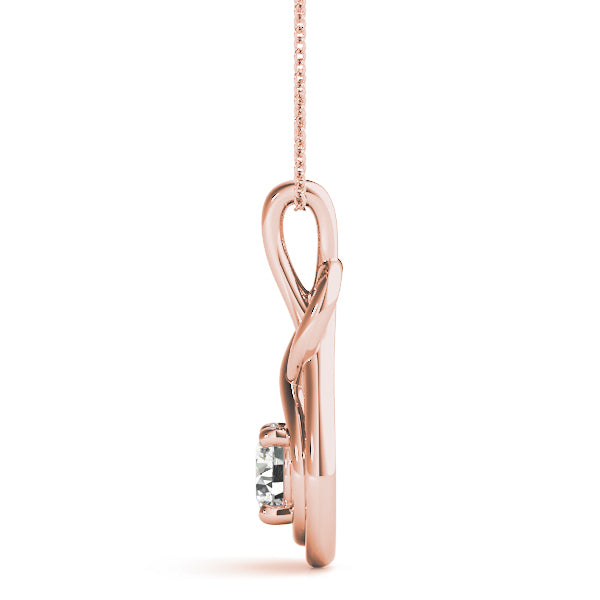 1/10 CT FG/VVS1 Round Diamond LOVE KNOT Pendant Necklace In 10K Gold With Box Chain