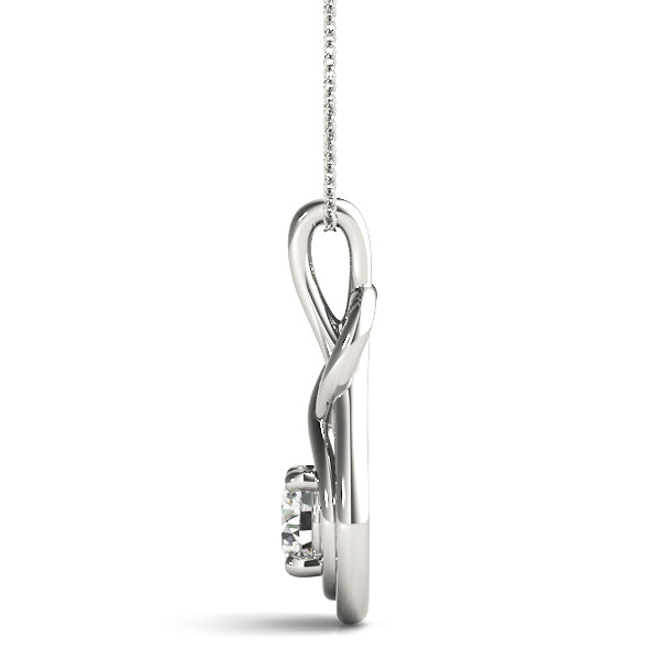 1/10 CT FG/VVS1 Round Diamond LOVE KNOT Pendant Necklace In 10K Gold With Box Chain
