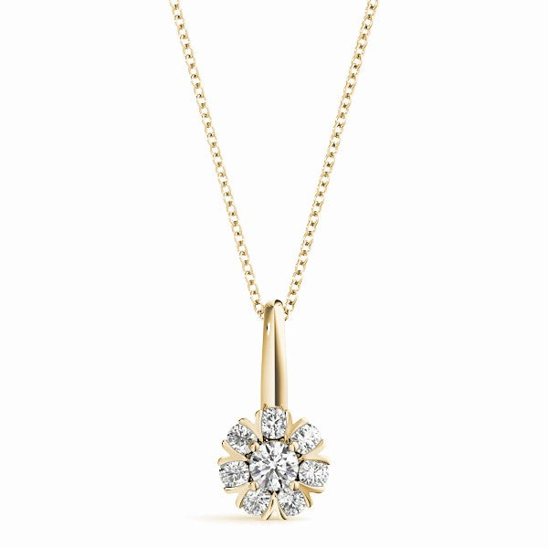 0.35 Carat White Diamond Pendant Necklace In 14K Rose/ White & Yellow Gold