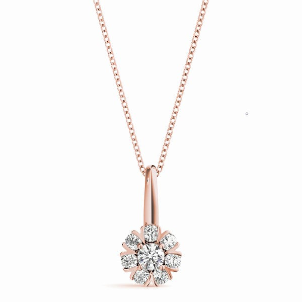 0.35 Carat White Diamond Pendant Necklace In 14K Rose/ White & Yellow Gold