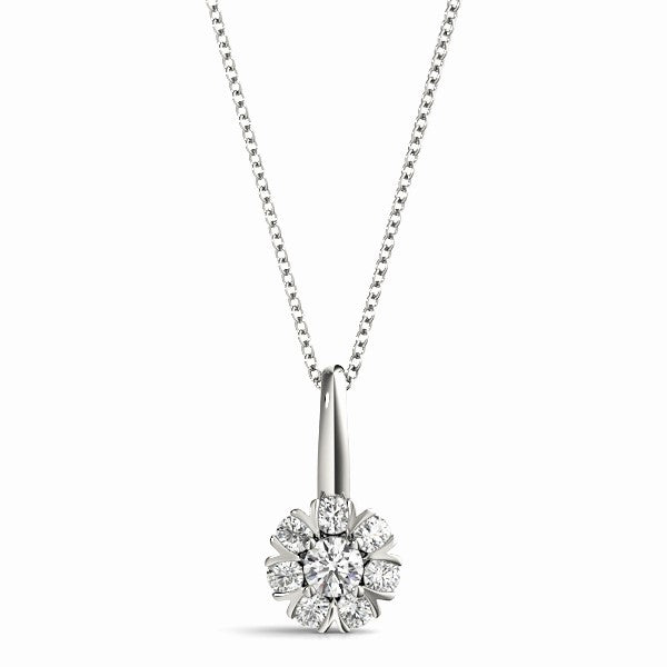 0.35 Carat White Diamond Pendant Necklace In 14K Rose/ White & Yellow Gold