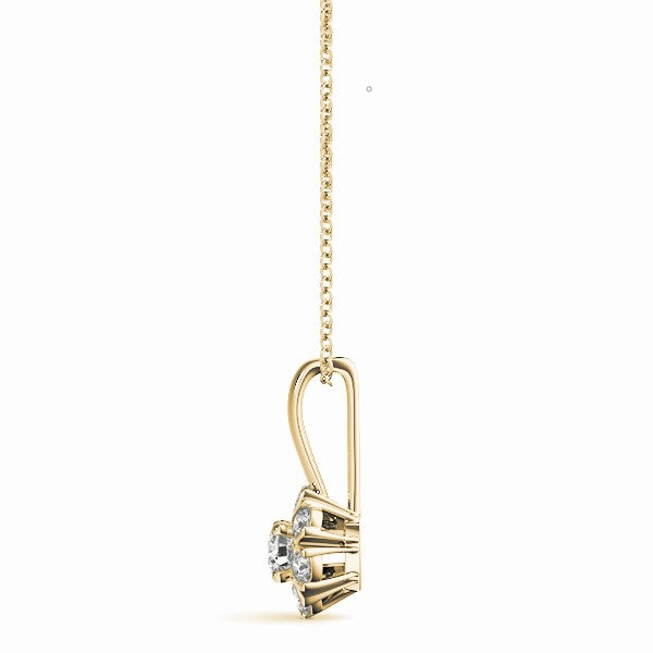 0.35 Carat White Diamond Pendant Necklace In 14K Rose/ White & Yellow Gold