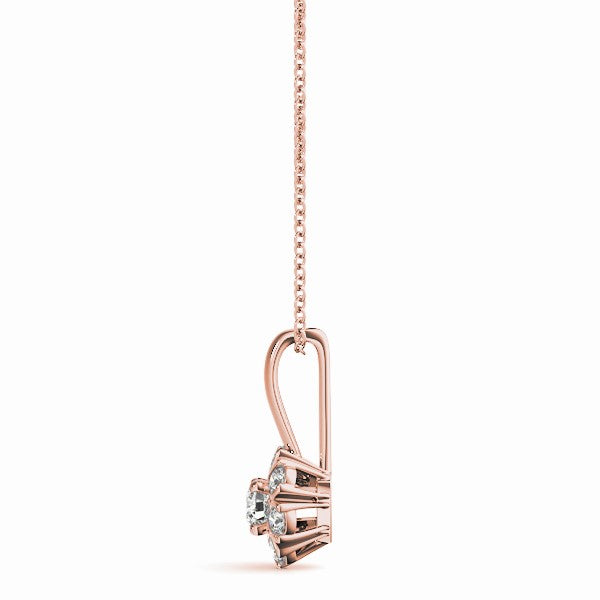0.35 Carat White Diamond Pendant Necklace In 14K Rose/ White & Yellow Gold