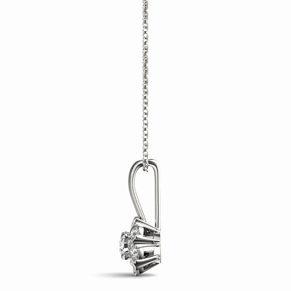0.35 Carat White Diamond Pendant Necklace In 14K Rose/ White & Yellow Gold
