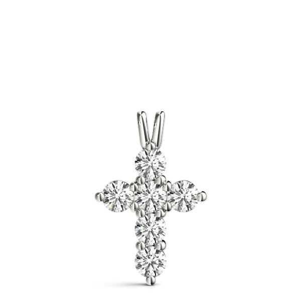 Cross Pendant 1/2 Carat Natural Diamond In 10K White / Rose & Yellow Gold With Box Chain