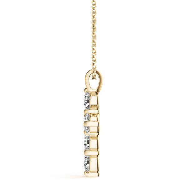 Cross Pendant 1/2 Carat Natural Diamond In 10K White / Rose & Yellow Gold With Box Chain