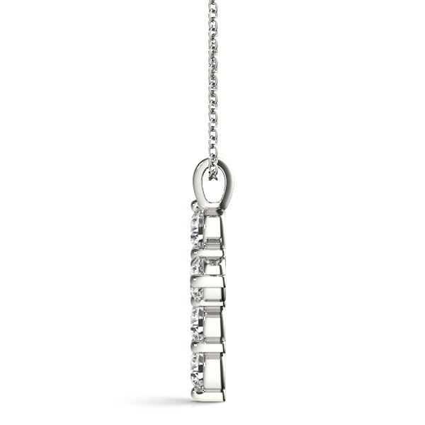 Cross Pendant 1/2 Carat Natural Diamond In 10K White / Rose & Yellow Gold With Box Chain