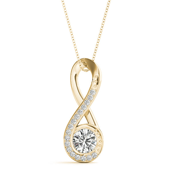 0.35 Ct Round Diamond Infinity Pendant Necklace In 10K Solid White & Yellow Gold
