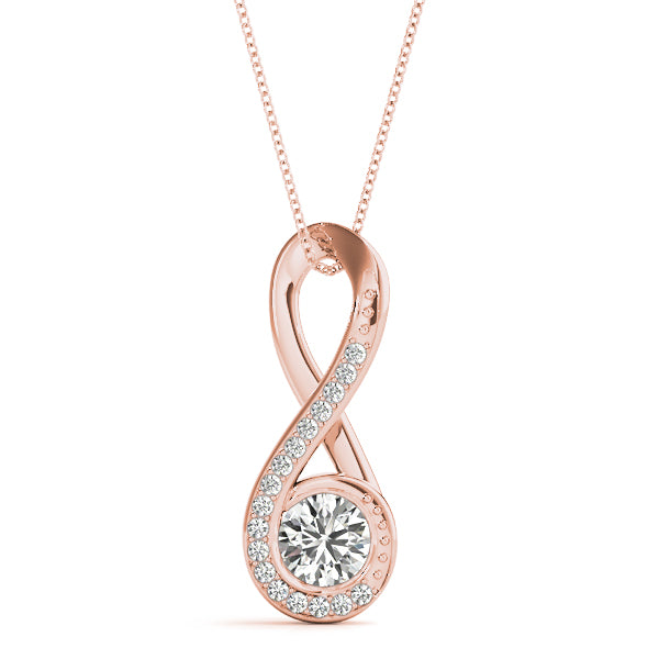 0.35 Ct Round Diamond Infinity Pendant Necklace In 10K Solid White & Yellow Gold